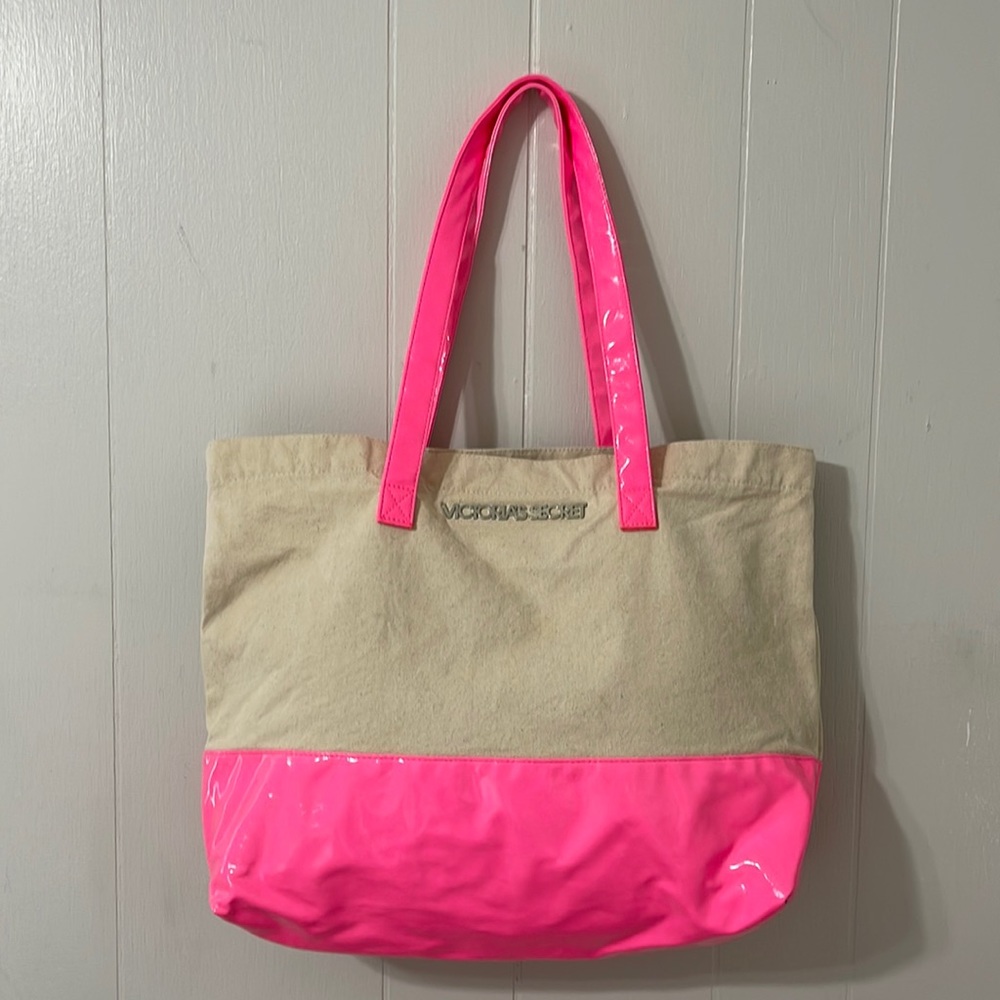 Victoria's Secret Limited Edition 2014 Canvas & Faux Leather Tote Handbag